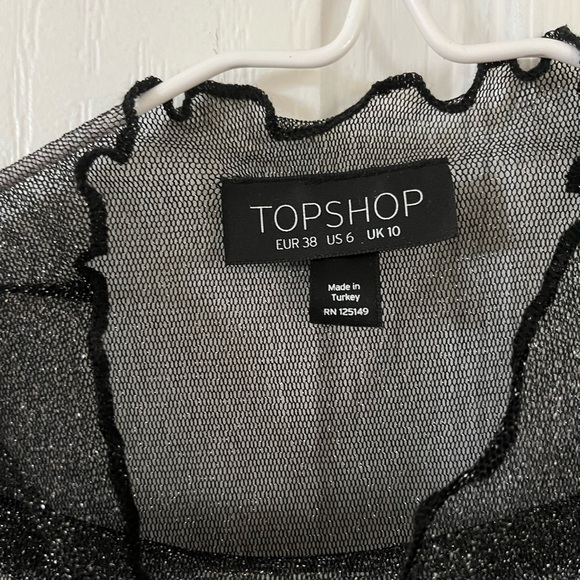 NWOT Topshop Sheer Glitter Mock Neck Top - Picture 4 of 5